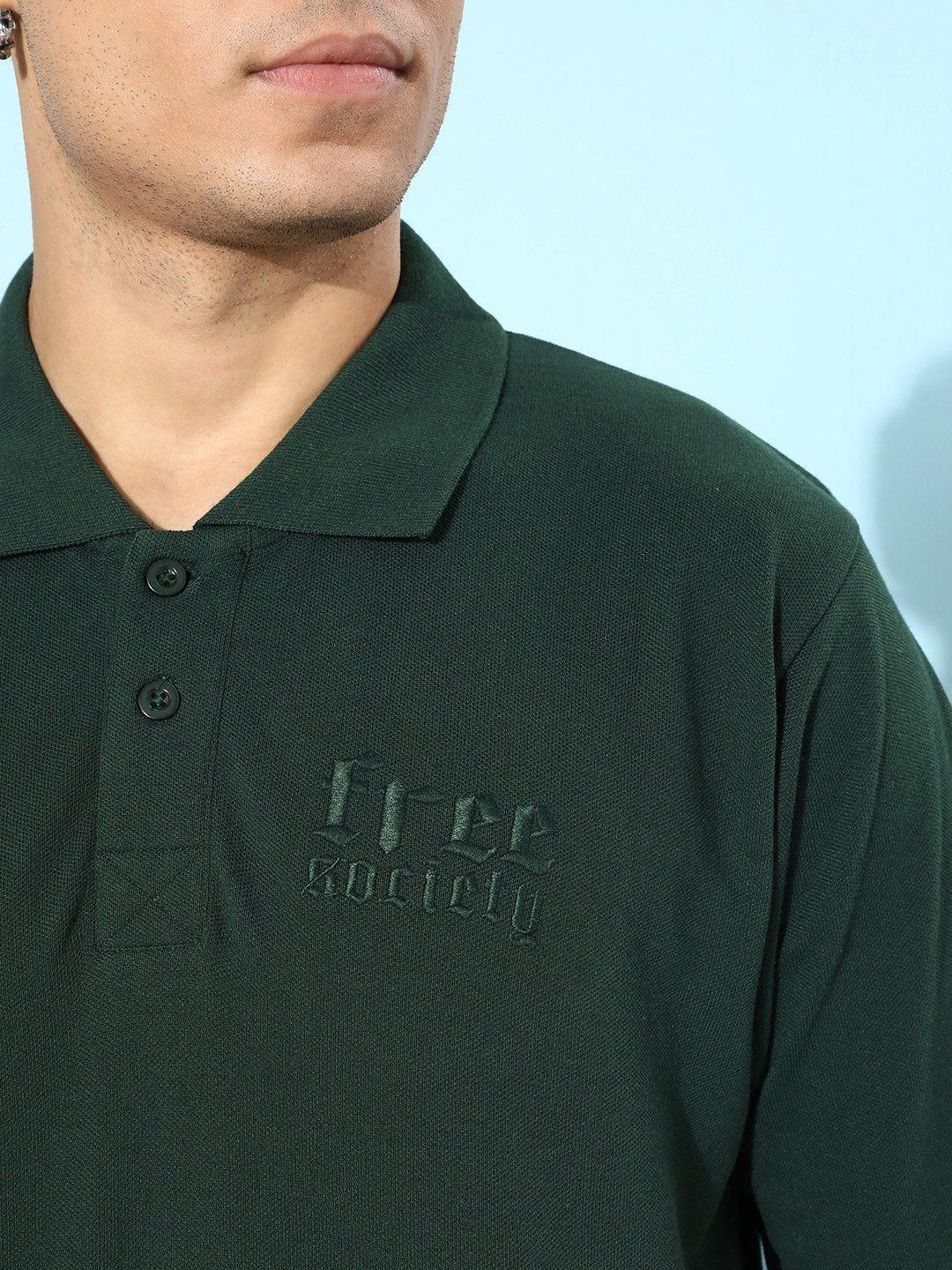 Free Society Men's Cotton Typography Print Oversized Polo T-Shirt