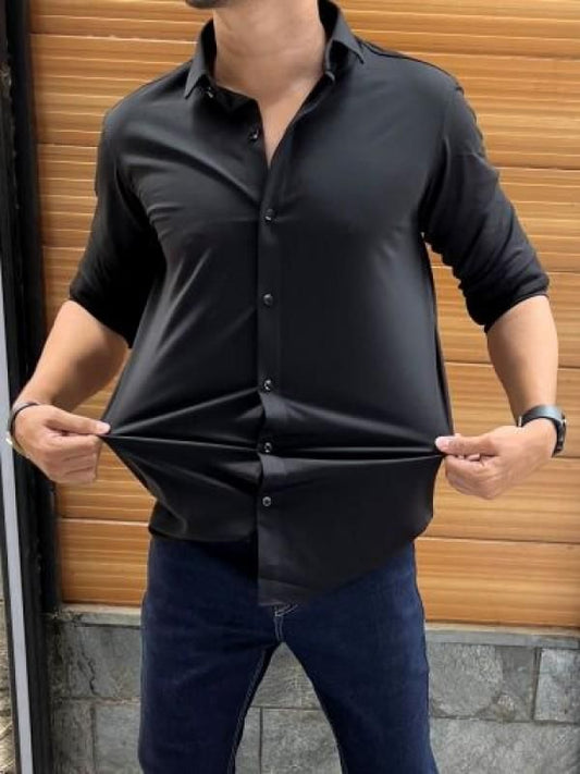 Men Slim Fit Self Design Slim Collar Casual Shirt
