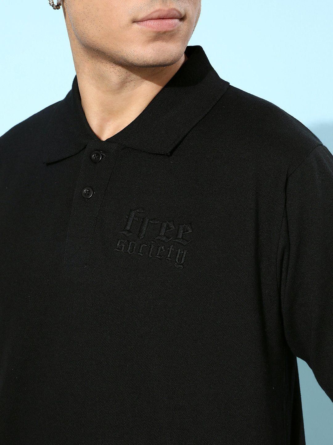 Free Society Men's Cotton Graphic Print Oversized Polo T-Shirt