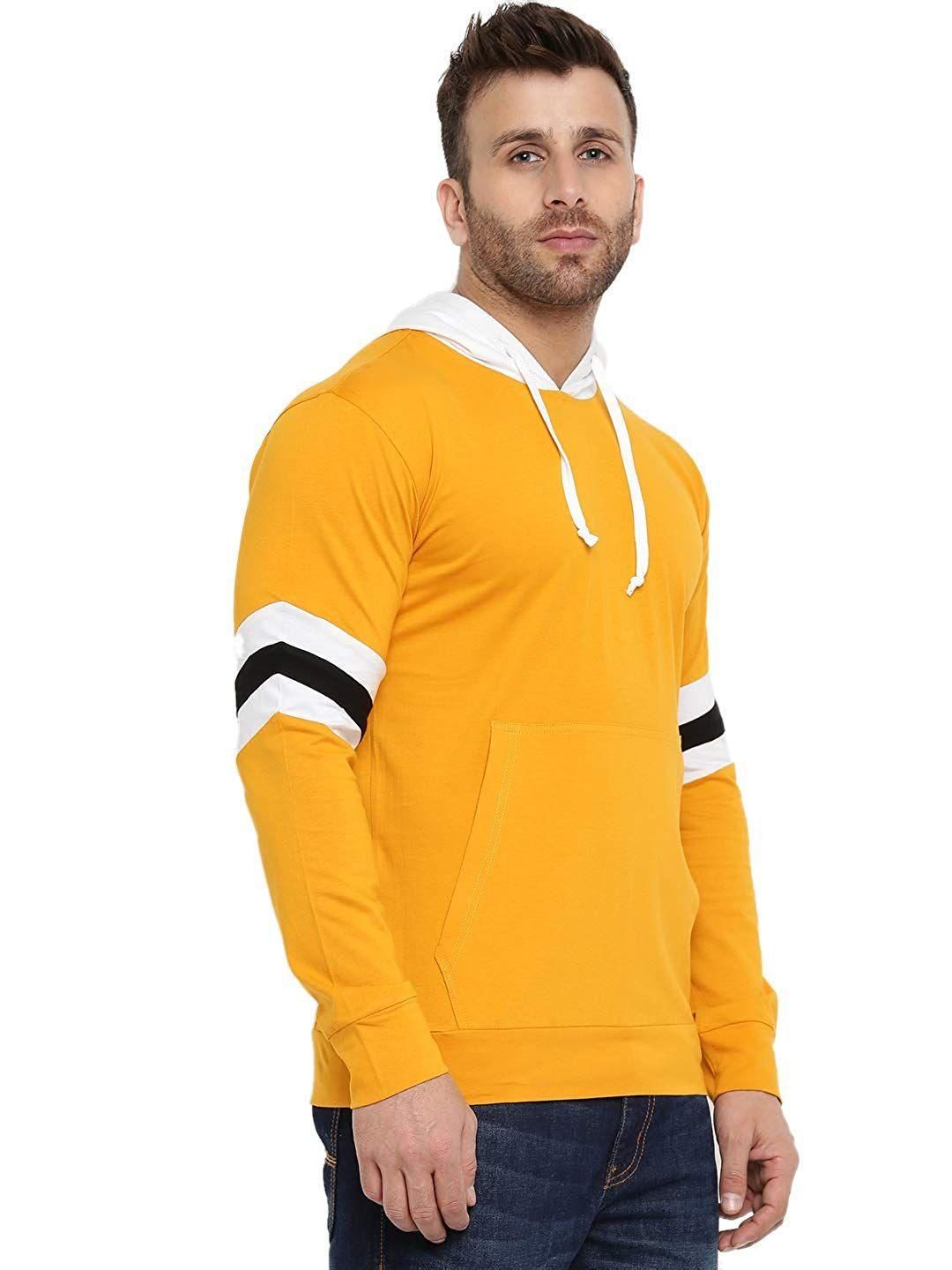Cotton Solid Full Sleeves Hooded T-Shirt