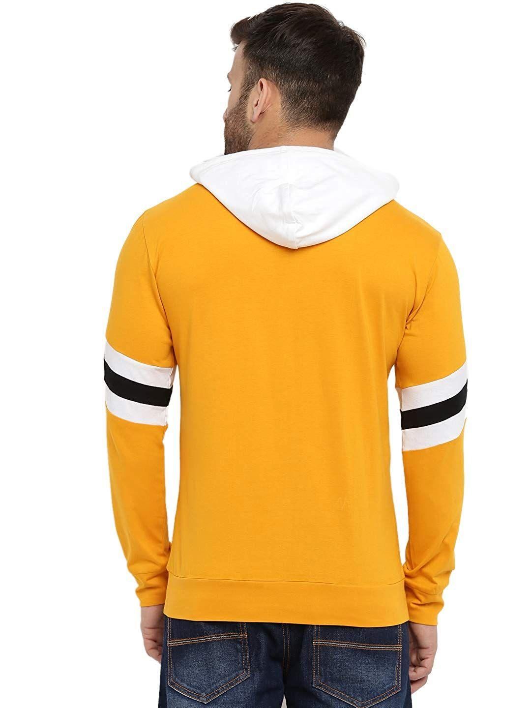 Cotton Solid Full Sleeves Hooded T-Shirt